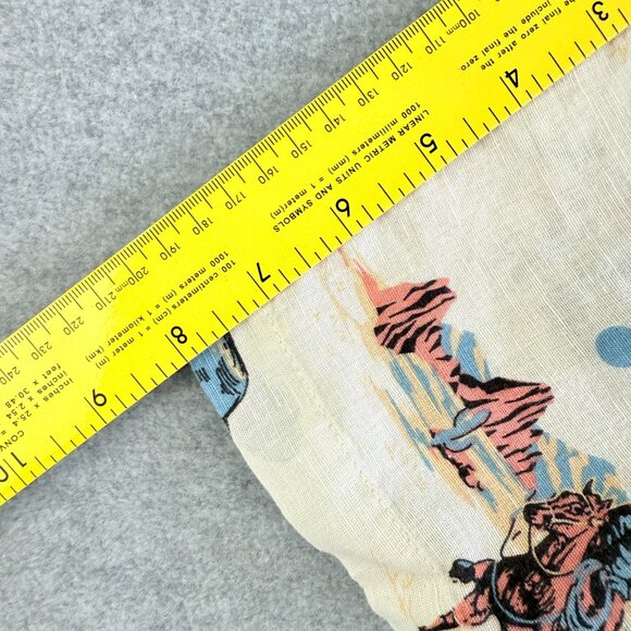 Sonoma Cowboy Print Camp Shirt Cream Linen Cotton Blend Short Sleeve Sz S - Picture 7 of 9